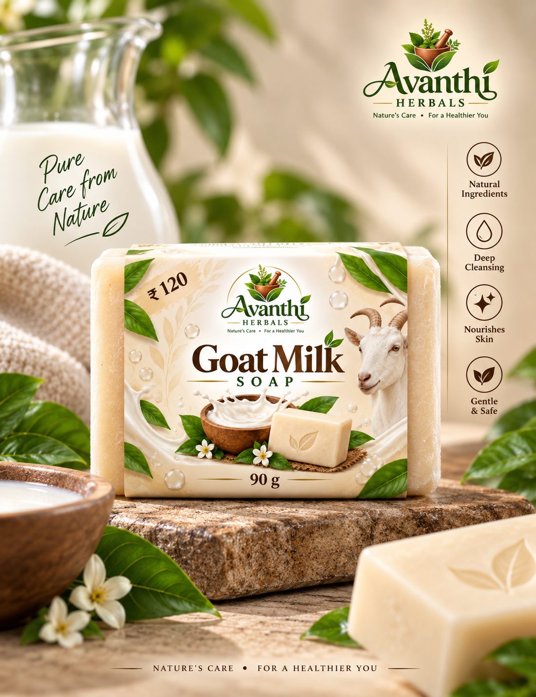 Goat Milk Soap – 90g — ₹120 Goat Milk Soap – 90g — ₹120