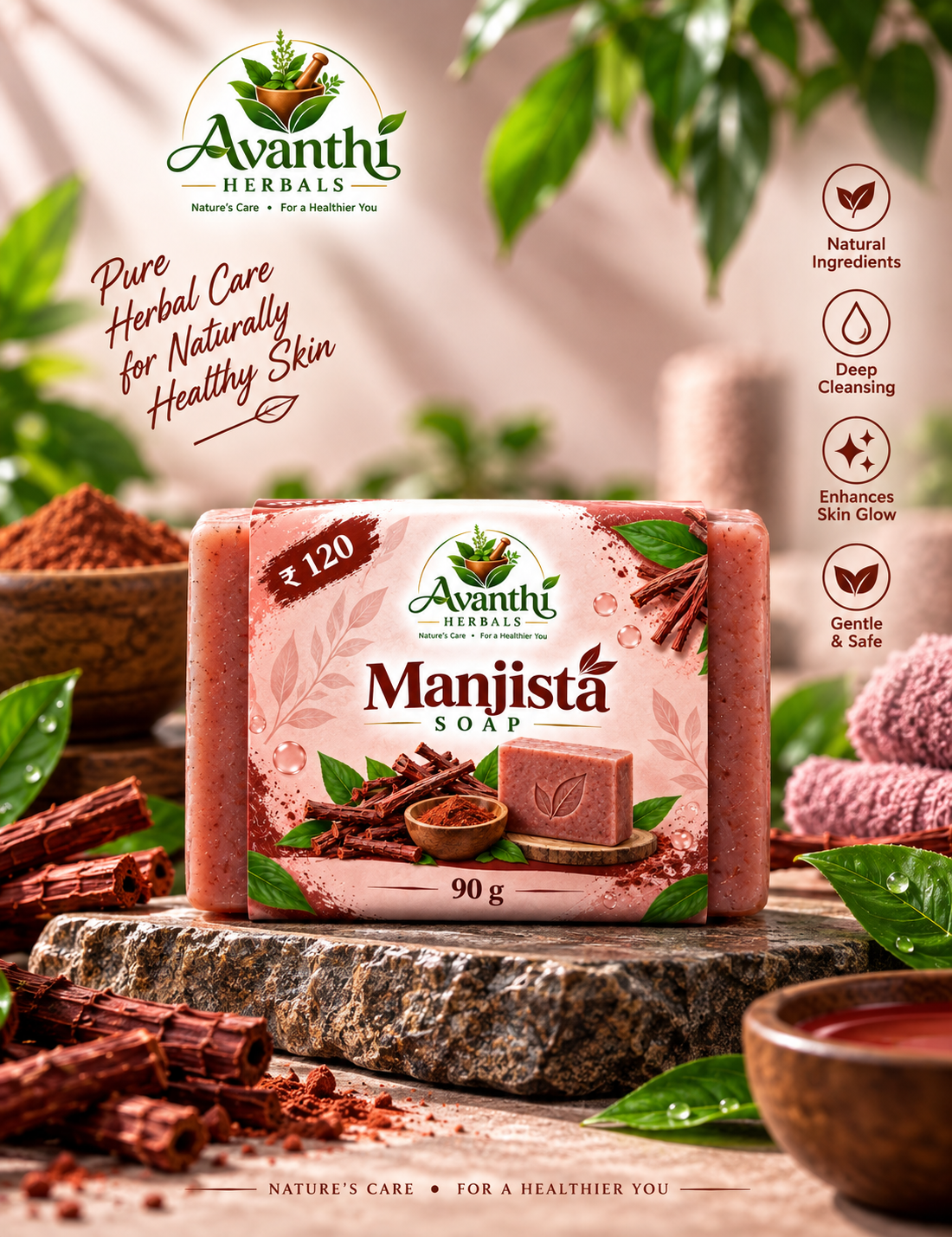 Manjista Soap – 90g — ₹120